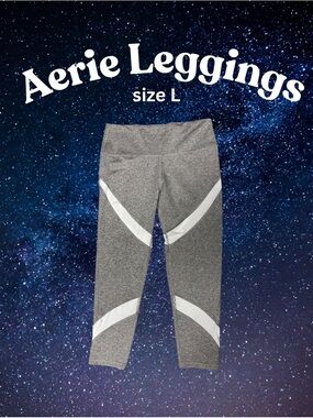 Aerie Women’s Gray Leggings with Sheer White Accent - Size L